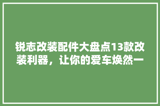 锐志改装配件大盘点13款改装利器，让你的爱车焕然一新！