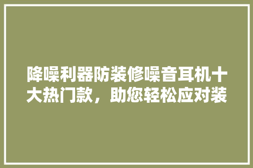 降噪利器防装修噪音耳机十大热门款，助您轻松应对装修噪音困扰