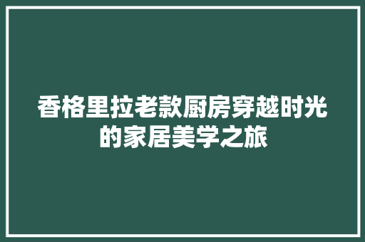 香格里拉老款厨房穿越时光的家居美学之旅