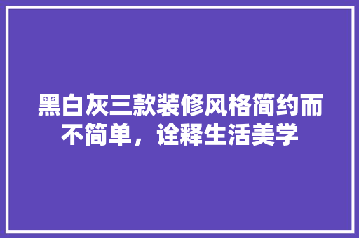 黑白灰三款装修风格简约而不简单，诠释生活美学