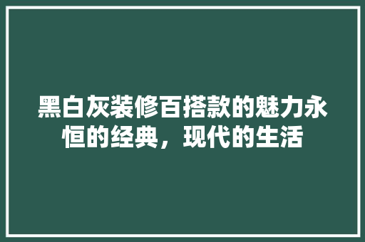 黑白灰装修百搭款的魅力永恒的经典，现代的生活