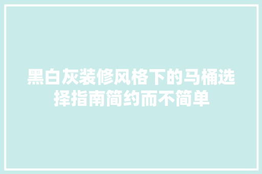 黑白灰装修风格下的马桶选择指南简约而不简单