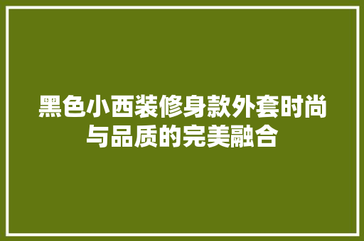 黑色小西装修身款外套时尚与品质的完美融合