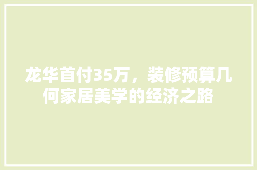 龙华首付35万，装修预算几何家居美学的经济之路