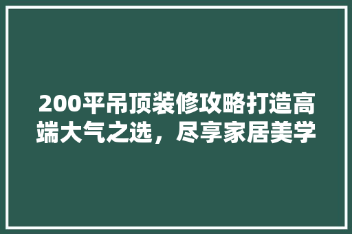 200平吊顶装修攻略打造高端大气之选，尽享家居美学盛宴