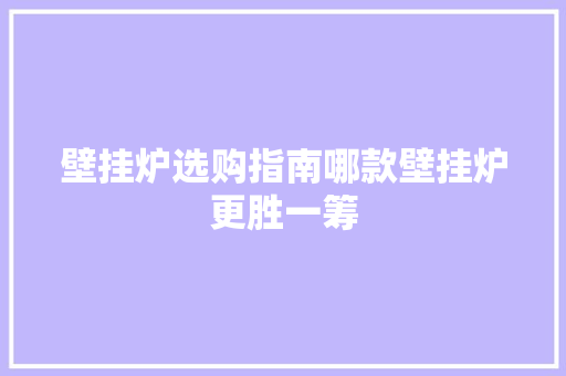 壁挂炉选购指南哪款壁挂炉更胜一筹