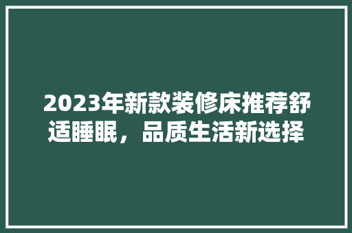 2023年新款装修床推荐舒适睡眠，品质生活新选择