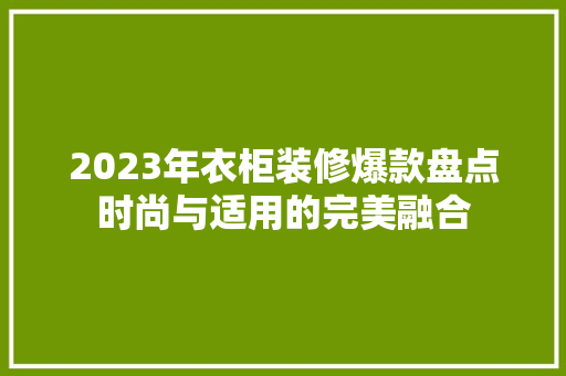 2023年衣柜装修爆款盘点时尚与适用的完美融合