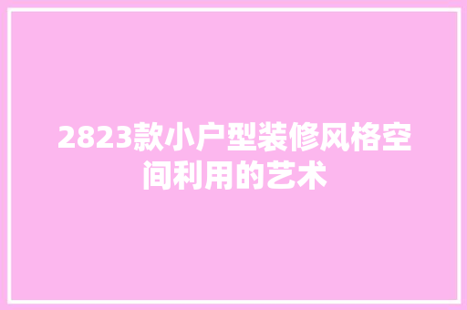 2823款小户型装修风格空间利用的艺术