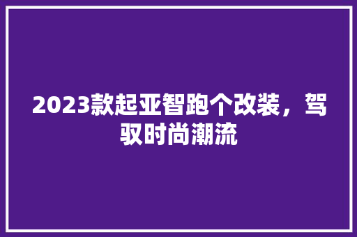 2023款起亚智跑个改装，驾驭时尚潮流