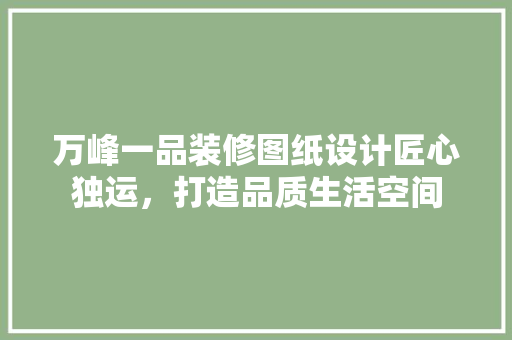万峰一品装修图纸设计匠心独运，打造品质生活空间