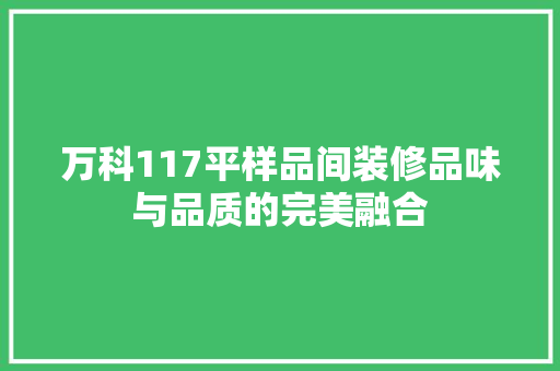 万科117平样品间装修品味与品质的完美融合