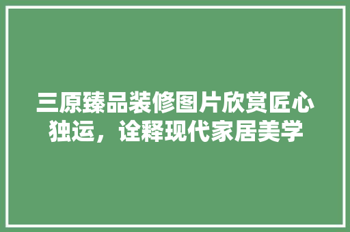 三原臻品装修图片欣赏匠心独运，诠释现代家居美学
