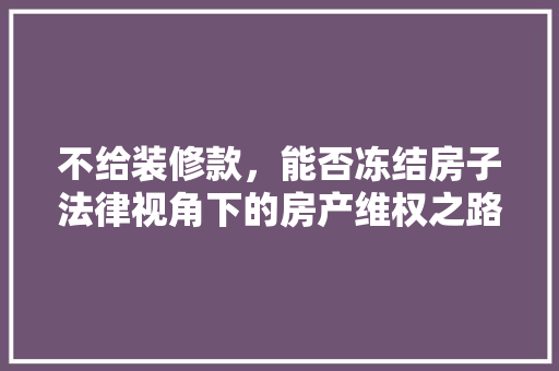 不给装修款，能否冻结房子法律视角下的房产维权之路