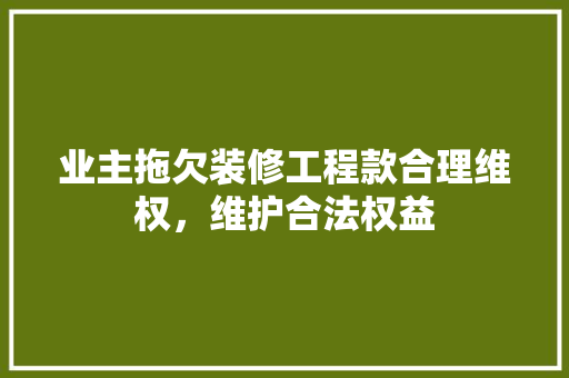 业主拖欠装修工程款合理维权，维护合法权益
