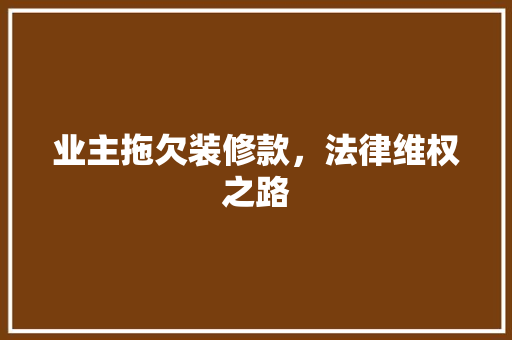 业主拖欠装修款，法律维权之路