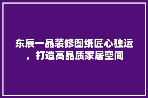 东辰一品装修图纸匠心独运，打造高品质家居空间
