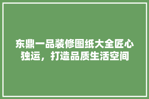 东鼎一品装修图纸大全匠心独运，打造品质生活空间