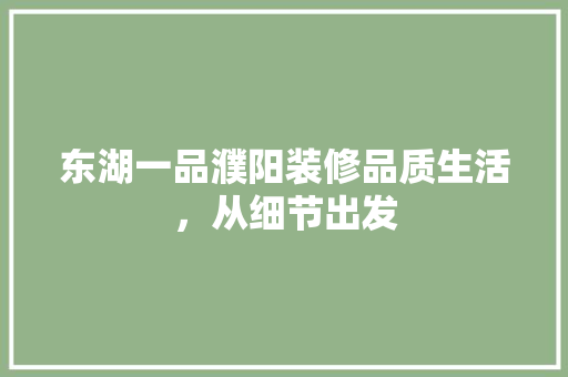 东湖一品濮阳装修品质生活，从细节出发