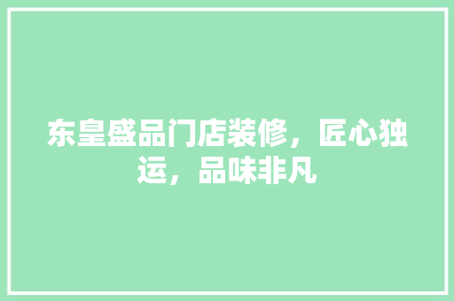 东皇盛品门店装修，匠心独运，品味非凡