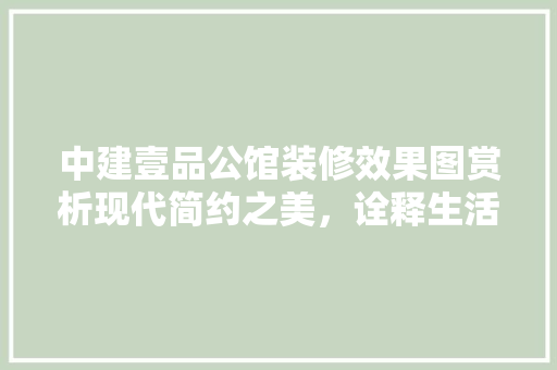 中建壹品公馆装修效果图赏析现代简约之美，诠释生活艺术
