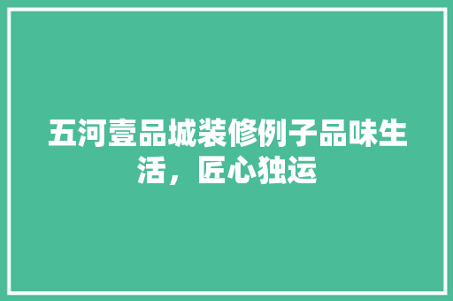 五河壹品城装修例子品味生活，匠心独运