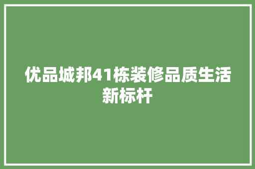 优品城邦41栋装修品质生活新标杆