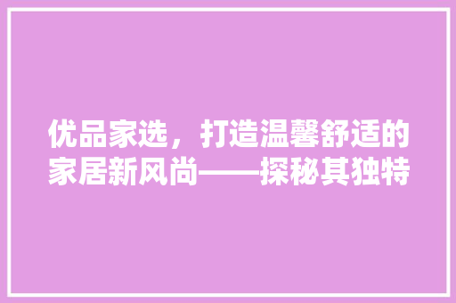 优品家选，打造温馨舒适的家居新风尚——探秘其独特装修风格