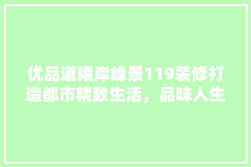 优品道曦岸峰景119装修打造都市精致生活，品味人生新境界